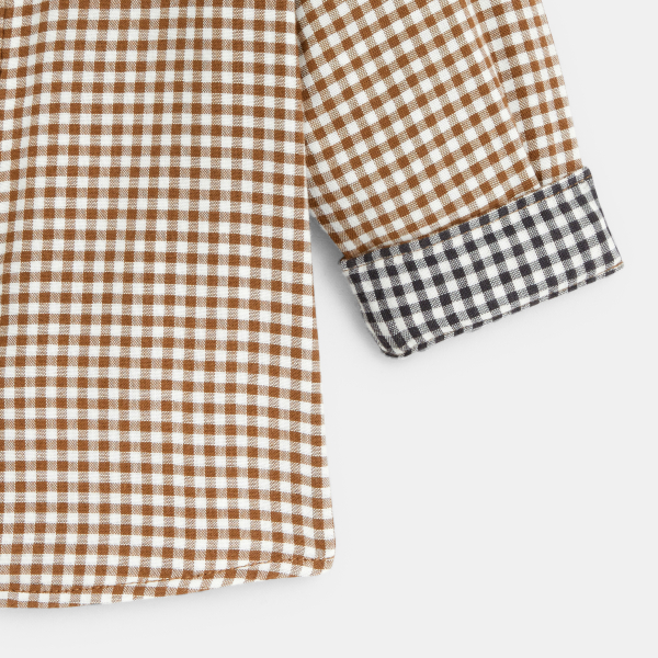 قميص توبيك ذو مربعات باللون البني للأطفال الصغار